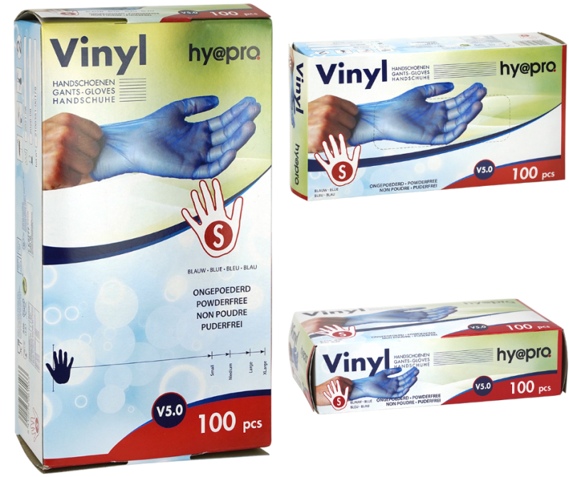 Rękawiczki winylowe hy@pro - S, bezpudrowe, niebieskie (100 szt.)